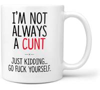 Funny Cunt Gift Mug for Him Her Office Birthday Christmas Office Work I'm Not Always A Cnt Just Kidding Go FCK Yourself
