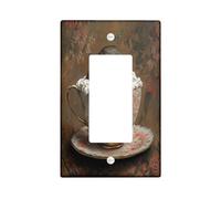 Funny Cup Robins Decorative Light Switch Cover Plate 1 Gang Single Rocker, Fun Cute Rustic Vintage Farmhouse Electrical Faceplate for Kitchen Bathroom, Bird Switchcover Decor