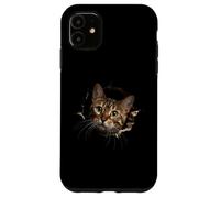 Funny Curious Bengal Cat Artwork Feline Lovers Animal Motif Case for iPhone 11