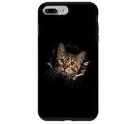 Funny Curious Bengal Cat Artwork Feline Lovers Animal Motif Case for iPhone 7 Plus/8 Plus