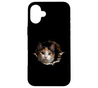 Funny Curious Calico Cat Artwork Animal Pet Calico Owners Case for iPhone 16 Plus