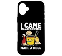 Funny Custodian Cleaner Mess Joke Cartoon Mop Bucket Case for iPhone 16 Plus