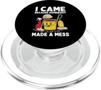 Funny Custodian Cleaner Mess Joke Cartoon Mop Bucket PopSockets PopGrip for MagSafe