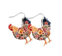 Funny Cute Acrylic Cartoon Dinosaur Frog Insect Dangle Drop Earrings Colorful Western Farm Flower Printed Hen Chicken Animals Statement Earrings for Women Party Decor Jewelry Aesthetic Gifts, Acrylic