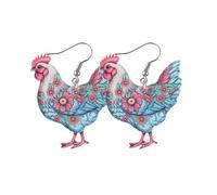 Funny Cute Acrylic Cartoon Dinosaur Frog Insect Dangle Drop Earrings Colorful Western Farm Flower Printed Hen Chicken Animals Statement Earrings for Women Party Decor Jewelry Aesthetic Gifts, Acrylic
