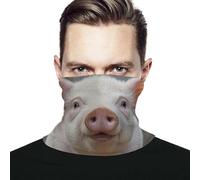 Funny Cute Animal Face Cover Neck Gaiter Mask Protection Magic Scarf Wind Bandana Balaclava Sun Cooling Scarf Cover Head for Men Women Summer Running Fishing, White, One size