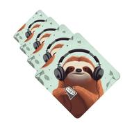 funny Cute Animal Sloth Music Car Air Freshener Cards for Women Men 4 Pack Cute Car Accessories Long Lasting Scent Car Diffuser Hanging Auto Aromatherapy Tablets Car Fresheners Gifts