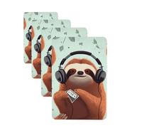 funny Cute Animal Sloth Music Car Air Freshener Cards for Women Men 4 Pack Cute Car Accessories Long Lasting Scent Car Diffuser Hanging Auto Aromatherapy Tablets Car Fresheners Gifts