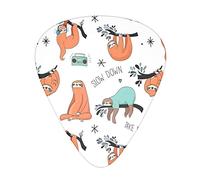 Funny Cute Animal Sloth Music Guitar Plectrums 12 Pieces Set =>> Comfortable In The Hand With Smooth Edges Three Thicknesses To Match
