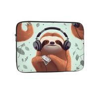 Funny Cute Animal Sloth Music Laptop Case 15 inch, Shockproof Protective Computer Sleeve Cover Water Resistant Laptop Bag Carrying Tablet Cover Briefcase Handbags Gifts for Men Women