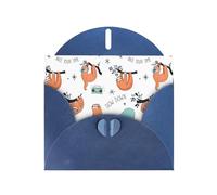 funny Cute Animal Sloth Music Print Blank Cards and Envelopes 5" x 6" for Wedding Birthday Invitations and All Occasions