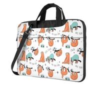 funny Cute Animal Sloth Music Print Laptop Case Sleeve with Shoulder Strap,Pocket,Fits 13/14/15.6 inch Laptop Notebook