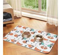 Funny Cute Animal Sloth Music Print Pet Food Mat Absorbent Non Slip PU Leather Feeding Mat for Dogs Cats Rubber Bottom