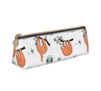 funny Cute Animal Sloth Music Print PVC Coin Purse Money Bag Makeup Case Pencil Pouch Zipper stationery case Women Men, White, One Size, Simple, White, One Size, Simple