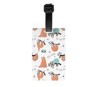 Funny Cute Animal Sloth Music Print PVC Luggage Tag Versatile ID Holder for Strollers and Bags Practical Travel Accessory Multi-Use