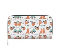 Funny Cute Animal Sloth Music Print Spacious Trendy Leather Hand Wallet Women Purse Clutch for Casual and Travel, Black, One Size, Art, Black, One Size