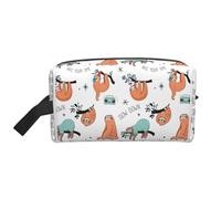 Funny Cute Animal Sloth Music Print Storage Bag â€“ Large Travel Cosmetic Makeup Bags, Portable Pouch Organizer for Toiletries, Accessories