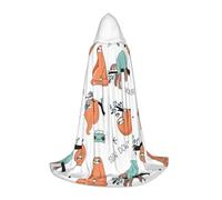 Funny Cute Animal Sloth Music Print Unisex Hooded Cloak Variety Halloween Cosplay Carnival Comfortable Stylish Robe