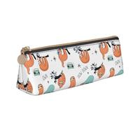 Funny Cute Animal Sloth Music Print Versatile Usage Lightweight Pencil Case Pouch Zippered Pen Storage School Students