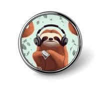 Funny Cute Animal Sloth Music Round Badge Cute Brooch Hats Jackets Decor Personalized Lapel Pin Clothing Jewelry Accessories for Wedding Party Gift