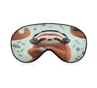Funny Cute Animal Sloth Music Sleep Mask for Side Sleeper Light Blocking Night Blindfold Eye Shade Cover with Adjustable Strap Soft Breathable Zero Pressure Eye Masks for Travel Nap