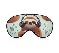 Funny Cute Animal Sloth Music Sleep Mask for Women Men Side Sleeper Eye Cover with Adjustable Strap Soft Breathable Blackout Mask Slip-Free Deep Sleeping Travel Essentials