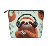 Funny Cute Animal Sloth Music Toiletry Bags for Women, Portable Travel Cosmetic Bag, Daily Organiser with Zipper