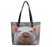 Funny Cute Animal Tote Bag Large Soft Leather Purse with Zipper Lightweight Ladies Shoulder Handbag