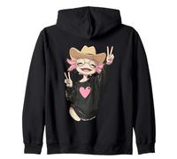 Funny Cute Axolotl Kawaii Anime Chibi Peace Signs Graphic Zip Hoodie