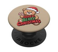 Funny Cute Bear Pun Holiday Xmas Have A Beary Christmas PopSockets Adhesive PopGrip