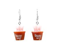Funny Cute Cactus Succulent Potted Plant Dangle Drop Earrings Handmade 3D Polymer Clay Botanical Floral Earrings Creative Potted Plant Cactus Earrings for Women Summer Birthday Jewelry Gifts