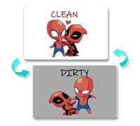 Funny Cute Cartoon Clean Dirty Dishwasher Magnet, Universal Kitchen Flip Sign Indicator, Double Sided Kitchen Dish Washer Refrigerator Magnet Flip with Magnetic Plate for Mother's Day (A-3)