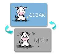 Funny Cute Cartoon Clean Dirty Dishwasher Magnet, Universal Kitchen Flip Sign Indicator, Double Sided Kitchen Dish Washer Refrigerator Magnet Flip with Magnetic Plate for Mother's Day (A-6)
