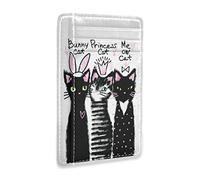 Funny Cute Cats Kitten Pink White Black Slim Minimalist Wallet, Front Pocket RFID Blocking Leather Credit Card Holder, Case Protector Covers for Men Women