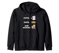 Funny Cute Cats Naps Snacks Cat Mom Snack Lover Nap Time Zip Hoodie