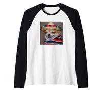 Funny Cute Chihuahua Dog Sombrero Blurry Meme Raglan Baseball Tee