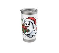 Funny Cute Christmas Ghost with Santa Hat Stainless Steel Insulated Tumbler