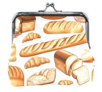 Funny Cute Coin Purse for Women Leather Kiss Lock Bread Bakery Prints Card Wallet Change Purse