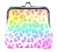 Funny Cute Coin Purse for Women Leather Kiss Lock Coin Purse Rainbow Leopard Neon Coin Purse Rainbow Leopard Classic Neon Rainbow Leopard Classic, Neon Rainbow Leopard, Classic