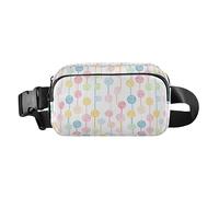 Funny Cute Colorful Faces Of Cats on Blue Cartoon Men Women Cute Fanny Pack Waist Bag for Travel Vacation Running, Colorful Sweet Lollipop Candy, One Size