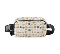 Funny Cute Colorful Faces Of Cats on Blue Cartoon Men Women Cute Fanny Pack Waist Bag for Travel Vacation Running, Cute Cat Cartoon Illustration, One Size