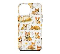Funny Cute Corgi Happy Kawaii Dogs And Floral Pattern Case for iPhone 12 mini