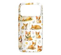 Funny Cute Corgi Happy Kawaii Dogs And Floral Pattern Case for iPhone 17 Pro Max