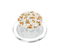 Funny Cute Corgi Happy Kawaii Dogs And Floral Pattern PopSockets PopGrip for MagSafe
