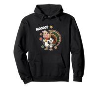 Funny Cute Cow Turkey Moo Thanksgiving Autumn fall leaves Pullover Hoodie