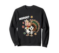Funny Cute Cow Turkey Moo Thanksgiving Autumn fall leaves Sweatshirt