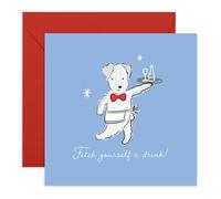 Funny & Cute Dog Birthday Card - Fetch Yourself a Drink! - Gifts for Him, BFF, Colleagues, Best Friend, Brother, Dad, Husband, Men, Guys, Buddies - Terrier Waiter, Jokes About Drinking
