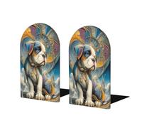 Funny Cute Dog Surreal Art Bookends For Shelves 2 Pcs Wooden Book Stopper Organizer For Home Office Libraries