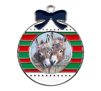 Funny Cute Donkeys Christmas Pendants Xmas Tree Alloy Decorative Hanging Ornaments for Holiday Home Party Circular