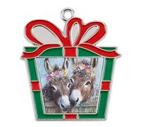 Funny Cute Donkeys Christmas Pendants Xmas Tree Alloy Decorative Hanging Ornaments for Holiday Home Party Trapezoid